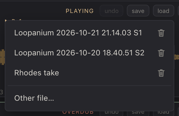 The load menu.